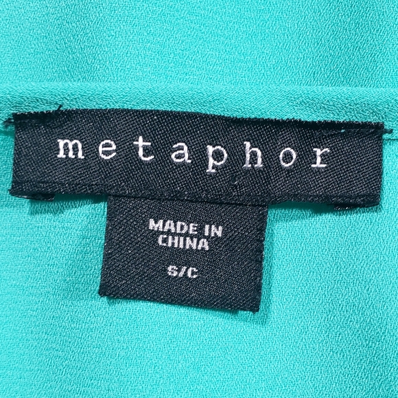 Metaphor Pullover Long Sleeve Teal Green Blouse Size Small - Picture 3 of 10